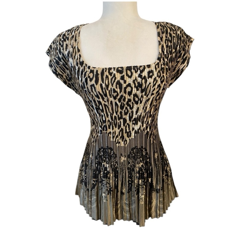 Vintage Womens Stretch Y2k Animal Print Bodycon Peplum Shirt